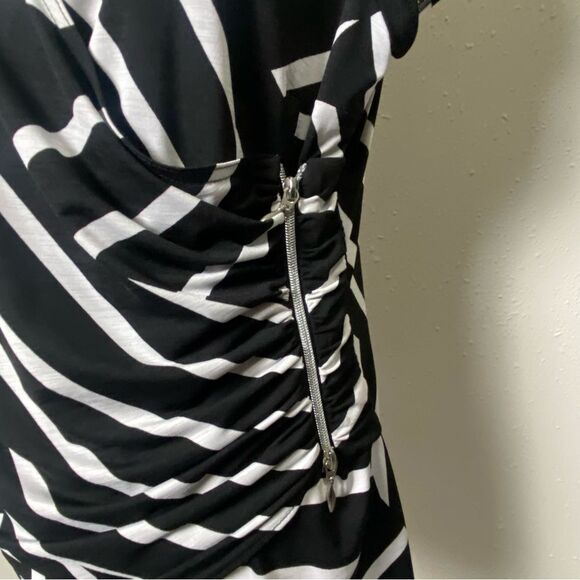 Vintage Joseph Ribkoff Black White Striped Faux Wrap VNeck Blouse Womens Size 18 - Picture 7 of 15